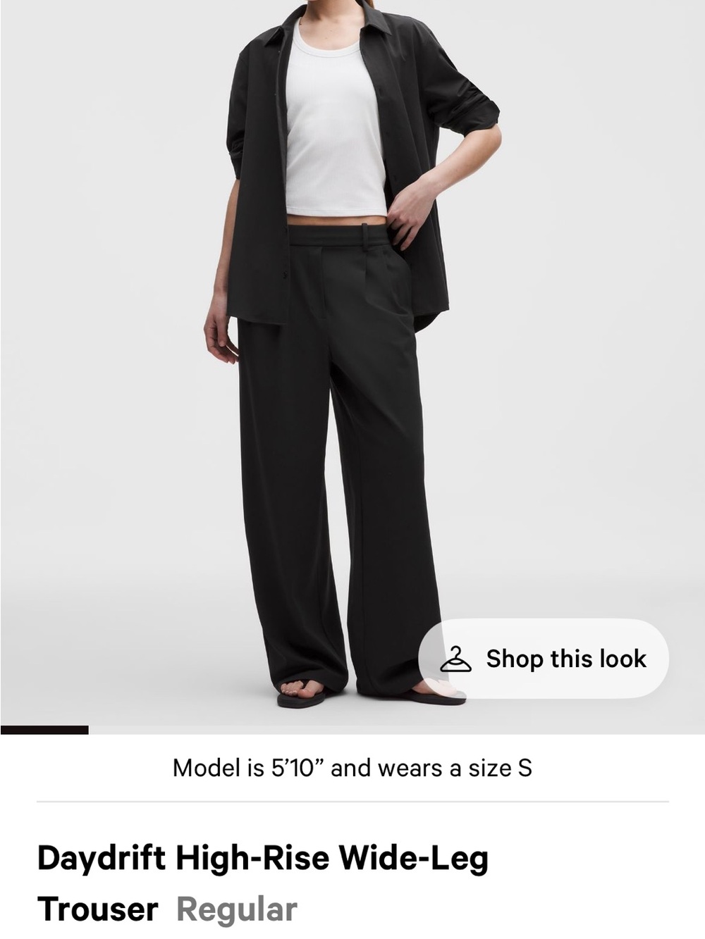 lululemon athletica Daydrif Black High-Rise Wide-Leg Trousers size xs